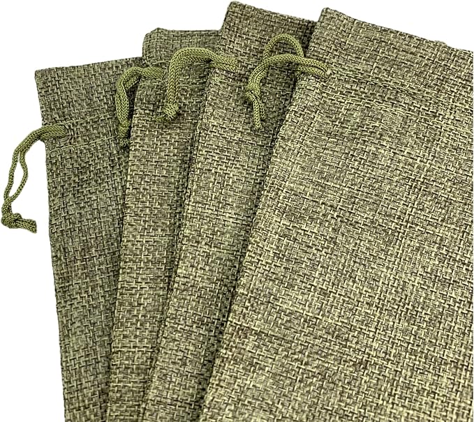 Palmhomee Pack of 25 Burlap Gift Bags with Drawstring Linen Pouches for Wedding, Birthday, Party, Bridal Shower (5x7 Inch, Moss Green)
