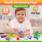 USA Toyz Dinosaur Sand Molds Beach Toys for Kids- 23pk Sandbox Toy for Toddlers, Compatible with Foam or Molding Clay, 3D Beach Sand Castle Building, Water Tables, Indoor Outdoor Sensory Toys for Kids
