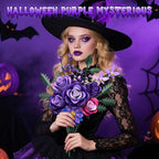Purple Roses Flower Bouquet Building Sets, 834PCS Artificial Flowers Botanical Collection Compatible with Lego Flowers for Adults Gothic Halloween Decor, Gifts for Halloween Christmas Valentines Day