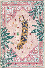 Washable Pink Rugs Boho Vintage Tropical Jungle 5x7 Area Rugs Jungle Oriental Carpet for Bedroom Kitchen Dining Living Room Office Distressed Indoor Cute Nursery Rug