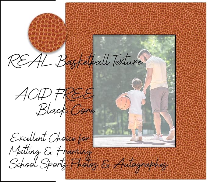 8x10 Mat Bevel Cut for 5x8 Photos - Acid Free Basketball Texture Precut Matboard With Backing Board and Crystal Clear, Self Seal Photo Mat Bag - For Pictures, Photos, Framing - 4-ply Thickness