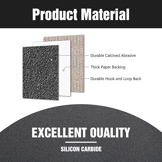 100 Pcs 5 inch Wet Dry Sanding Discs Grit 120 Hook and Loop 8 Hole Silicon Carbide Orbital Sander Sandpaper