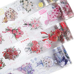 Floral Dream PET Tape Set, 4 Rolls of Flower Ephemera for Junk Journaling, Scrapbooking, Crafting, DIY Projects, Diaries, and Art Supplies