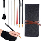 Scratch Painting Art Tool, 9 Pieces Scratching Drawing Tool Set, Including Artist Glove, Tool Bag, Scratch Coloring Pens, Plastic and Wooden Stylus, Scraper, Clean Brush