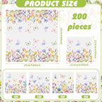 Fulmoon 200 Pieces Summer Floral Cocktail Napkins Disposable Wildflower Dessert Paper Napkins Bulk Flower Decoupage Beverage Towel for Summer Tea Party Dinner Decorative