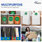 Perco Green 3-Inch Round Circle Dot Sticker Labels with Easy Peel Perforation - 500 Labels per Roll - Strong Adhesion, Vibrant Colors for Organizing, Crafting & More - Made in USA