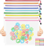 9pcs Mesh Zipper Pouch Bags, A3 Sizes, 9 Colors, Board Game Storage, Travel, School, Office Organize