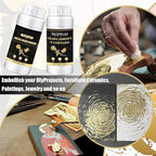 Gilding Adhesive Set Gold Leaf Sheets for Art 100ml Water Based Metal Leaf Glue and 100ml Varnish, Gold Foil Sheets for Crafts 100 pcs, 2 Brushes and 1 Sheet Tweezers