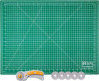 WA Portman Self Healing Cutting Mat & Rotary Cutter for Fabric Set – 18x24 Sewing Cutting Mats for Crafts with 45mm Fabric Cutter Wheel & 5 Rotary Blades – Quilting & Sewing Supplies Kit