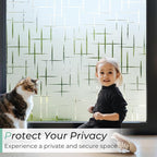 DOWELL Window Privacy Film Frosted Glass Window Film, Sun Blocking Non-Adhesive Glass Cling, Decorative Door Sticker, Self Static-Cling Tint Covering for Home Office, Cross Pattern 17.5" x 78.7"