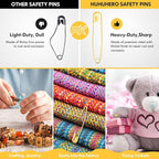 Safety Pins Assorted, 340 Pack 5 Different Sizes Small and Large Safety Pin for Clothes Costume Sewing, Nickel Plated Steel, Arts and Crafts Supplies, Gold