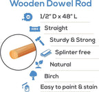 Dowel Rods Wood Sticks Wooden Dowel Rods 1/2 x 48 Inch Unfinished Hardwood Sticks for Crafts and DIYers 100 Pieces by Woodpeckers