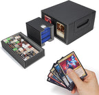 AFIING Commander Deck Box for MTG/EDH, Fits 400+ Double-Sleeved Cards, with Display Window, 4 Removable Deck Cases, Dividers, Dice Tray & Handle, Card Holders for TCG (Black Grey)