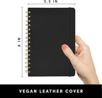 PAPERAGE Lined Spiral Journal Notebook, (Black), 3 Pack, 160 Pages, Medium 5.5 inches x 8 inches - 100 GSM Thick Paper, Hardcover, Double-Wire Spiral Journal & Notebook