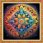 Dimxvean Stamped Cross Stitch Kits,Cross Stitch Kits for Adults Beginners,Embroidery Kits Full Range of Cross Stitch Stamped Kits Needlepoint Kits Cross Stitch Patterns-Mandala Wreath 18x18 inch