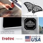 Trotec TroLase | 12"x20"x1/8", 4 Pcs | Black/White/Black | 3 Ply | Modified Acrylic | Laser Engraving Double Color Plastic Sheet | Engraving Blanks for Laser, Saw, Guillotine | Made in USA