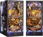 DIY Book Nook Kit Booknooks Bookshelf Insert Decor Miniature House Kits with Sensor Light 3D Puzzles Wooden Dollhouse Arts & Crafts for Adults/Teen Gifts (Aden)