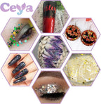 Ceya Holographic Chunky Glitter, 1 LB/ 16OZ Laser Green Bulk Craft Glitter Mixed Chunky Fine Glitter Bottled Metallic Flake Nail Sequins for Resin, Tumblers, Scrapbooking, Festival Decor, Art Project