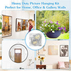 4 Pack Picture Hanging Wire Kit, Heavy Duty Picture Hanging Kit for Frames & Mirrors up to 50lbs, Includes Adjustable 2m Steel Wires, D Rings & Screws, Wall Hanging Kit for Home & Office Décor