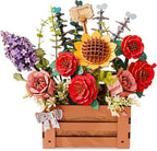 3D Wooden Flower Puzzle for Adults-Wooden Bloom Box, DIY Craft Model Kit Building Set, Botanical Decor Creative Gift for Lovers Nature Enthusiasts (658PCS)