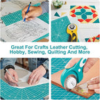 Headley Tools 12"x12" Rotating Cutting Mat, Self Healing Mat with 360-Degree Rotation & Anti-Slip Base, Sewing Board Cutting Mat Perfect for Fabric Quilting Leather Hobby Project, Turquoise