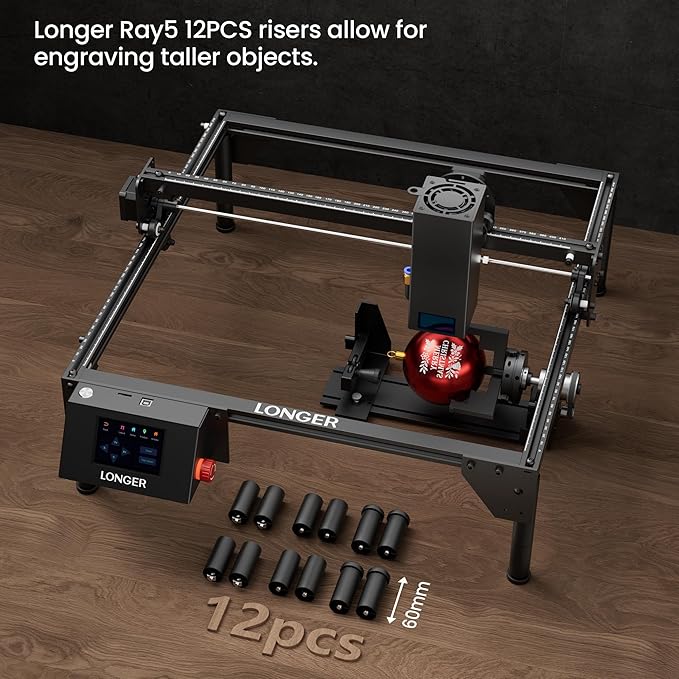 LONGER Laser Engraver Ray5 20000mW Engraver Machine with Air Assist Kit DIY CNC Laser Cutter Tool for Metal Glass Wood Working Area 15.7 "x15.7" with 4-in-1 Rotary Roller Kit