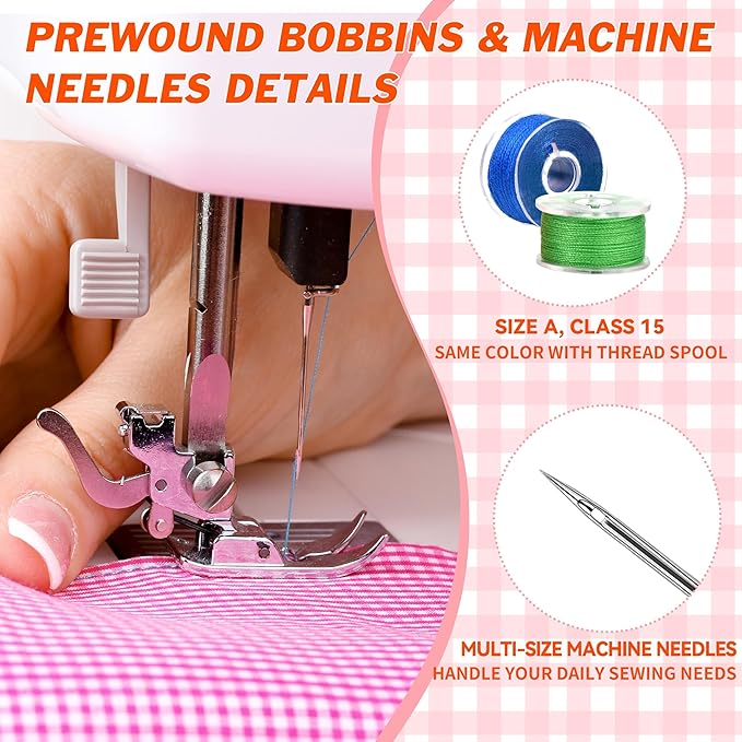 125 Pcs Sewing Thread Kit, 36 Assorted Colors Machine Threads with Spools, 400 Yards Prewound Bobbins Set with 50 Machine Needles (70/9, 75/11, 90/14, 100/16 110/18) for Universal Sewing Machines Use