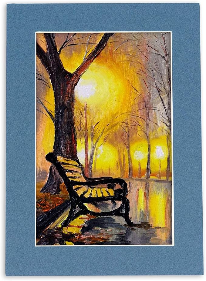 11x14 Mat for 8.5x11 Photo - Precut Steel Blue Picture Matboard for Frames 11 x 14 Inches - Bevel Cut to Display Art 8.5 x 11 Inches - Acid Free Pack of 25 MATS with Backing Boards & Clear Bags