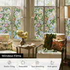 3D Stained Glass Window Film, Decorative Window Privacy Film for Bathroom, Front Door, Home, Sun Blocking Heat Control, Static Cling, Beast Rose 35.4inch x 78.7inch
