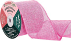 Mandala Crafts Pink Burlap Wired Ribbon 3 Inches Wide Jute Ribbons for Crafts - 10 Yds Roll Rustic Burlap Wrap Trim Ribbons for Wreaths Bows Party Decoration