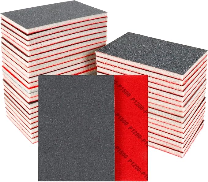 24 Pcs Sanding Sponge 1200-1500 Grit, Washable & Reusable Sanding Blocks for Wood, Metal, Drywall, Glazing, Wet Dry Sandpaper for Smooth Finishing