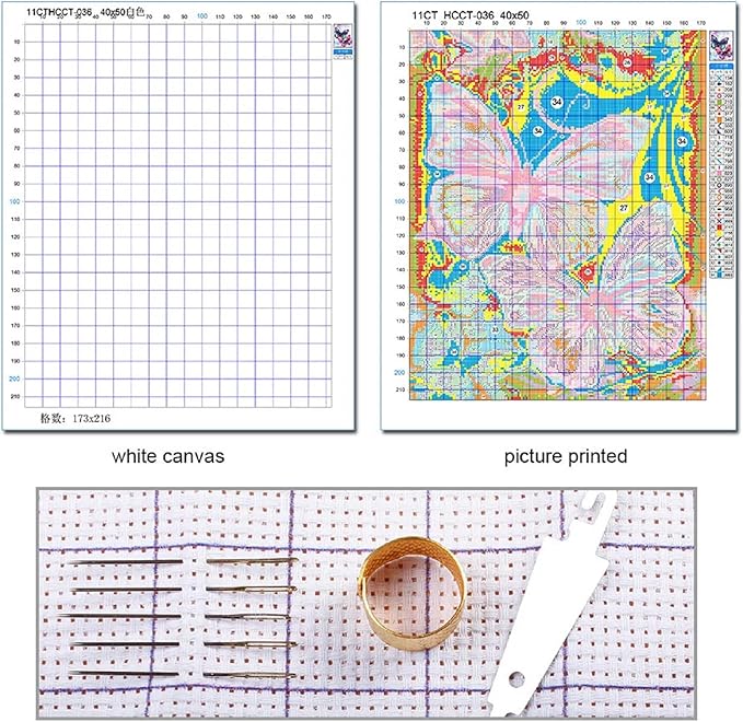 Foxdiviy Stamped Cross Stitch Kits for Beginners Full Range of Cross Stitching 11 CT Printed Cross Stitch Kits for Kids Adults Cross Stitch Patterns Needlepoint Kits-Owl Scenery 18x18 inch