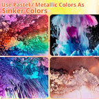 LET'S RESIN 64pcs Concentrated Alcohol Ink Set, 9 Pastel and 9 Metallic Vibrant Colors Alcohol-Based Resin Ink for Epoxy Resin, Alcohol Paint Dye for Resin Art, Tumblers, 3D Bloom (Each 0.35oz)