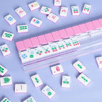 American Mahjong Tile Set(Pink) with Carrying Bag and Accessories, 160 Acrylic Engraved Mahjong Tiles