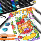 60 Colors Acrylic Paint Pens, Dual Tip Acrylic Paint Markers with Brush Tip and Fine Tip, Acrylic Pens for Rock Painting, Wood, Canvas, Stone, Glass, Ceramic,DIY Crafts Making Art Supplies