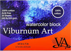 Viburnum Art Cotton Watercolor Paper Pad 160lb/350gsm Cold Press Watercolor Block Watercolor Paper Artist Paper for Adults and Students 20 Sheets 10 x 7 Inches