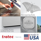 Trotec | Metallic Looking Acrylic Sheet | 12"x12"x1/8", 8 Pcs | Brushed Aluminum/Black | Metallic Finish - Scratch Resistant for Laser Engraving & Cutting,Printing,Glowforge,Name Plate | USA Made