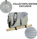 ENHANCE Collector's Edition RPG Player's Essentials DnD Bag - Dragon Hide Exterior Messenger Bag Fits 2-4 Books, Binders, Dice & Accessories, with 17 inch Laptop Slot, Battlemap Straps (Dragon Silver)