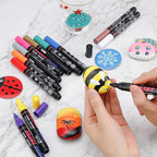 Silver Paint Pens Paint Markers - 8 Pack Permanent Quick Dry Waterproof Marker Pens for Rocks Wood Fabric Plastic Canvas Glass Mugs Metal Tire Stone
