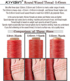 12 Colored Waxed Polyester Thread, 0.45mm Thinner Diameter, 115 Yards/Spool, Wax Coated String Cord for Leather Sewing, Upholstery, Stitching, Binding, Beading, Stringing, and Crafting