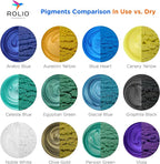 Rolio Mica Powder Pearlescent Color Pigment - 12 Jars for Resin Epoxy, Soap Making, Nail Polish, Lip Gloss, Eye Shadow, Bath Bomb, Slime & Candle - 10g Each (Summer Mountains)