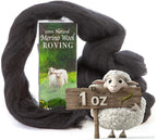 Desert Breeze Distributing 100% Natural Merino Wool Roving - Premium Combed Top Merino Roving Wool - Tapestry, Spinning, Wet Felting & Needle Felting Supplies - 21.5 Micron - 1 oz, Color Black