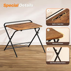 Huuger Folding Desk with 3-Level Adjustable Height and Tablet Slot, 24 Inch Foldable Computer Desk for Small Spaces, Space Saving, Writing Work Table for Home Office, Bedroom, Study, Rustic Brown