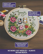 The Quilted Bear Needle Minder - Needle Minder Magnet for Keeping Sewing & Embroidery Needles Cross Stitch Needles Safe-Stress Free Stitching Cross Stitch Supplies & Embroidery Supplies (Cross Stitch)