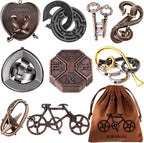 9 PCS Metal Brain Teaser Puzzles Logic Metal Puzzle for Adult Toy Lock Puzzles Gift for AdultsTeenagers (9 PCS Edition B)