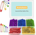Safety Pins Assorted, 340 Pack 5 Different Sizes Small and Large Safety Pin for Clothes Costume Sewing, Nickel Plated Steel, Arts and Crafts Supplies, 5 Colors