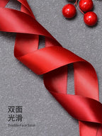1-1/2" x 100 Yards Red Polyester Satin Ribbon Single Faced Fabric Ribbons for Eternal Roses, Flower Bouquets, Gift Wrapping, Crafts, Bridal Shower, Wedding Decor