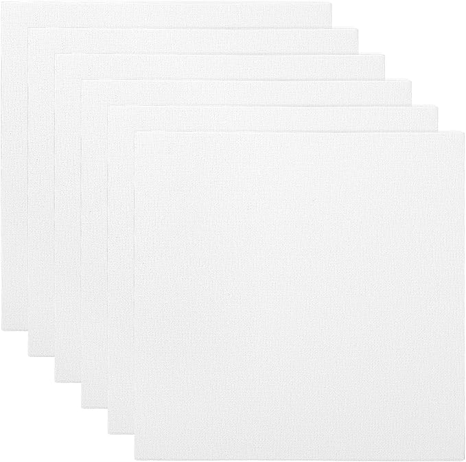PATIKIL 12x12 Canvas Boards for Painting, 6 Pack 100% Cotton Square Triple Primed Stretched Blank Art Canvas Panel Bulk Thin for Acrylic, Oil, Tempera Paints, White