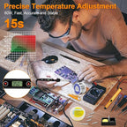 Soldering Iron Kit 80W LCD Adjustable Temperature 180-520℃ Solder Kit Electronics 13 in 1 Welding Tools with ON/OFF Switch, Solder Wire, Flux, 5 Soldering Tips, Desoldering Pump, Stand, Tweezers