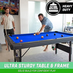 GoSports 6, 7, or 8 ft Billiards Tables - No Assembly, Choose Your Color - Portable Pool Table Includes Full Set of Balls, 2 Cue Sticks, Chalk and Felt Brush